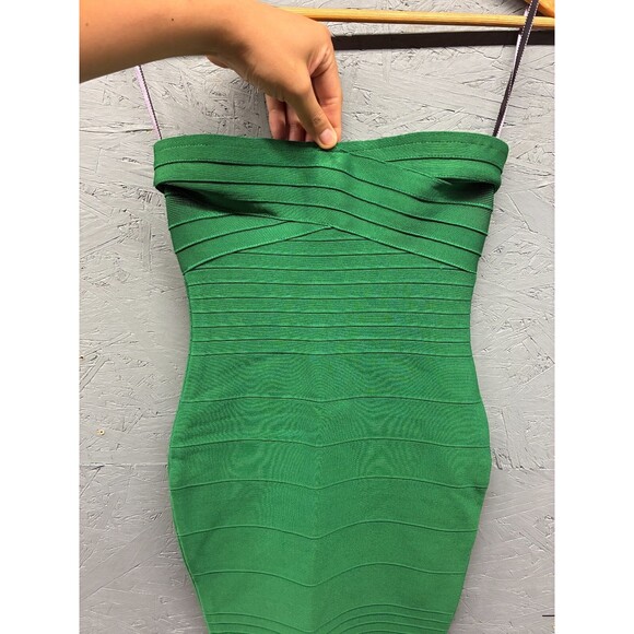 KatieJ‎ NYC Women’s L Green Bandage Dress Strapless Bodycon Cocktail Party Mini - Picture 3 of 12